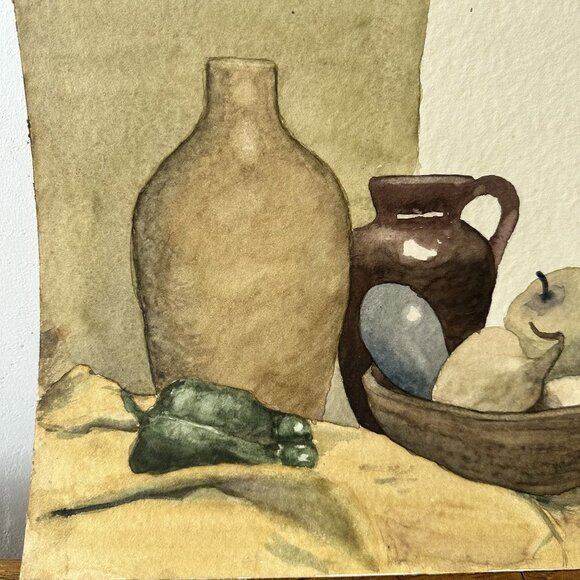 Vintage still life watercolor painting signed - Picture 2 of 7